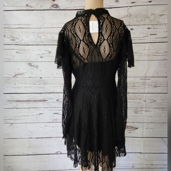Free People Rock Candy Lace Long Sleeve Mini Dress Small NWT - Picture 3 of 6